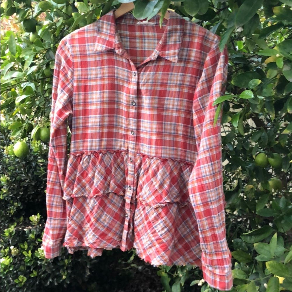 Anthropologie. Unique peplum button-up